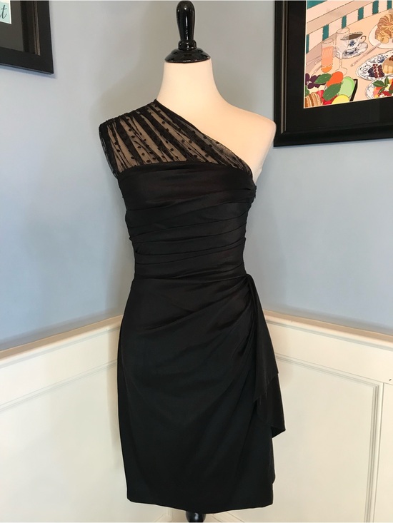 Maggy London Dresses & Skirts - Retro Vintage Style One Shoulder Asymmetrical Sarong Wiggle Cocktail Dress Sz 6